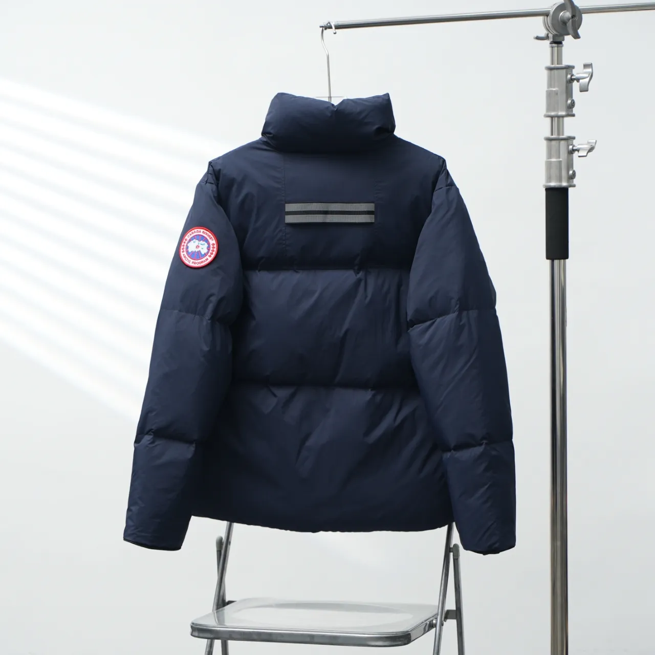 P780 CANADA GOOSE丨Canada Goose 2802 Sleeve Logo Stand Collar Down Jacket Color: Dark Blue Red Logo Size: XS-XXL